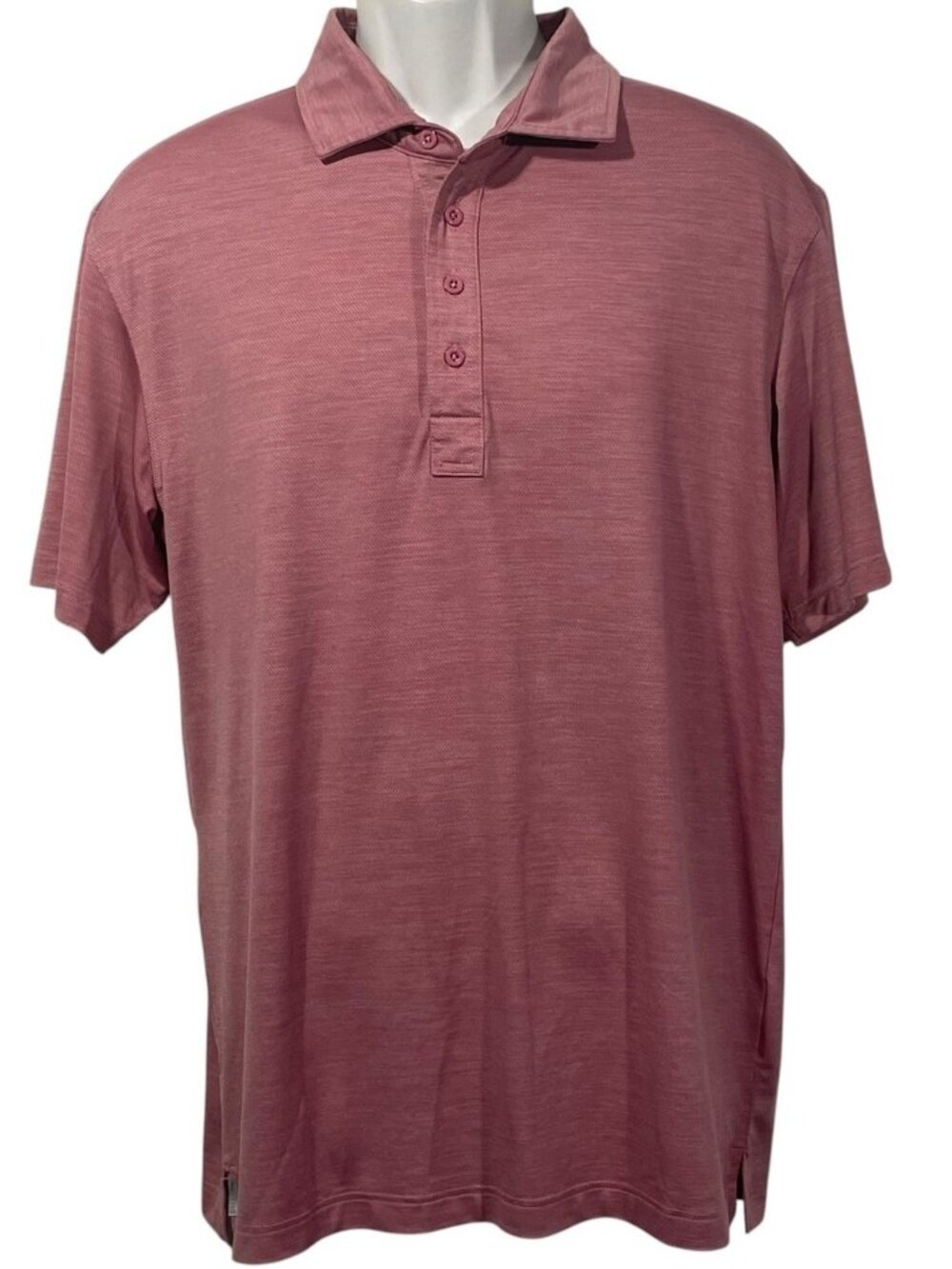 Cariloha Mens Performance Polo Shirt Pink Sz L Nylon Bamboo Blend Golf Resort